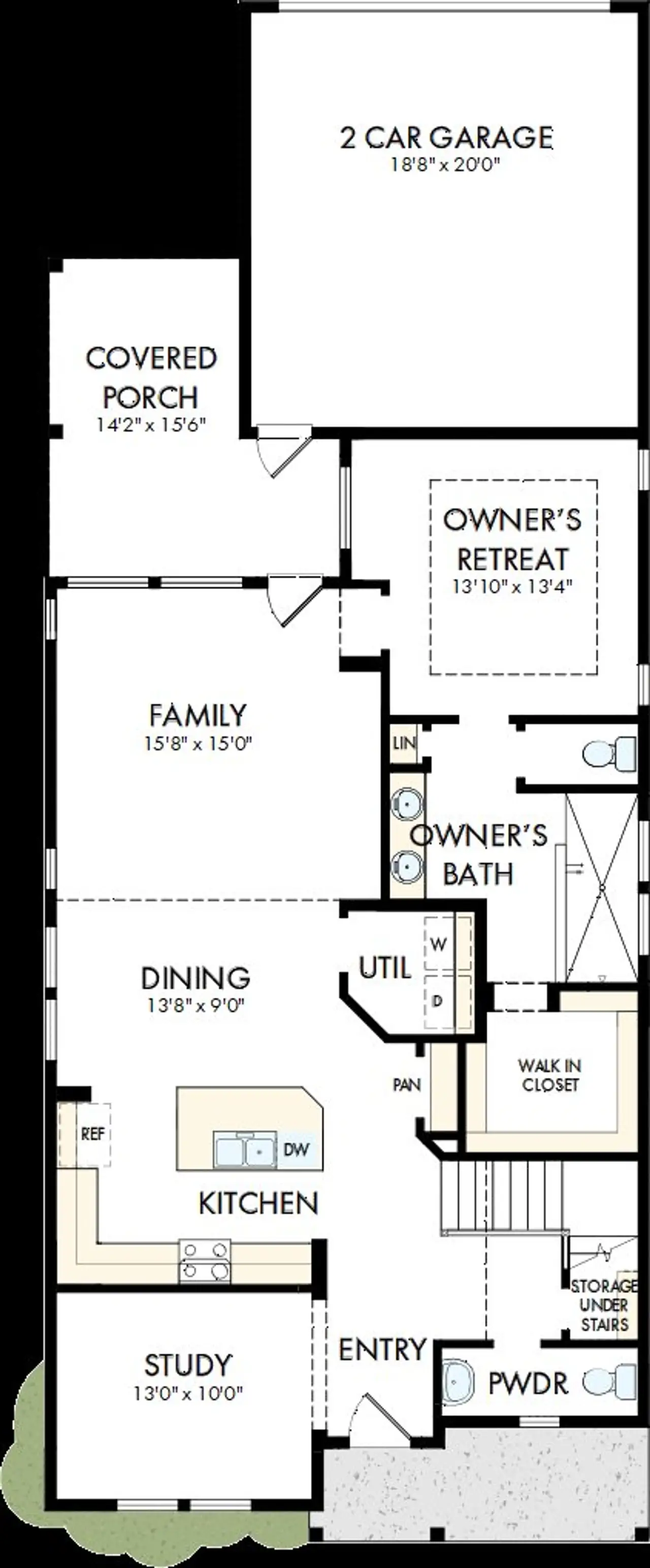 2D floor plan layout of this home in Pomona - Grove Row Collection, Manvel, TX (Image 2).