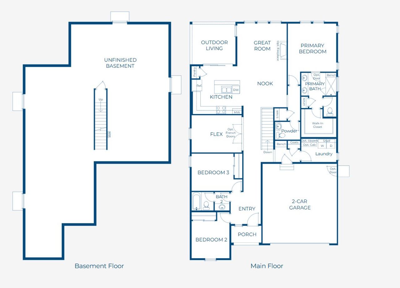 2D floor plan layout of this home in The Manors Collection at Golden Overlook, Golden, CO (Image 2).