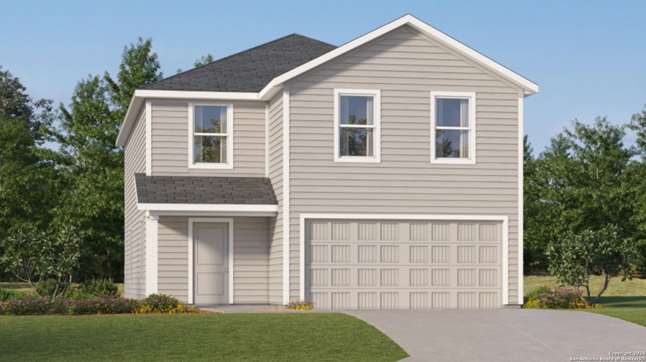 Front exterior of a new home in Lonesome Dove, San Antonio, TX, highlighting curb appeal (Image 2).