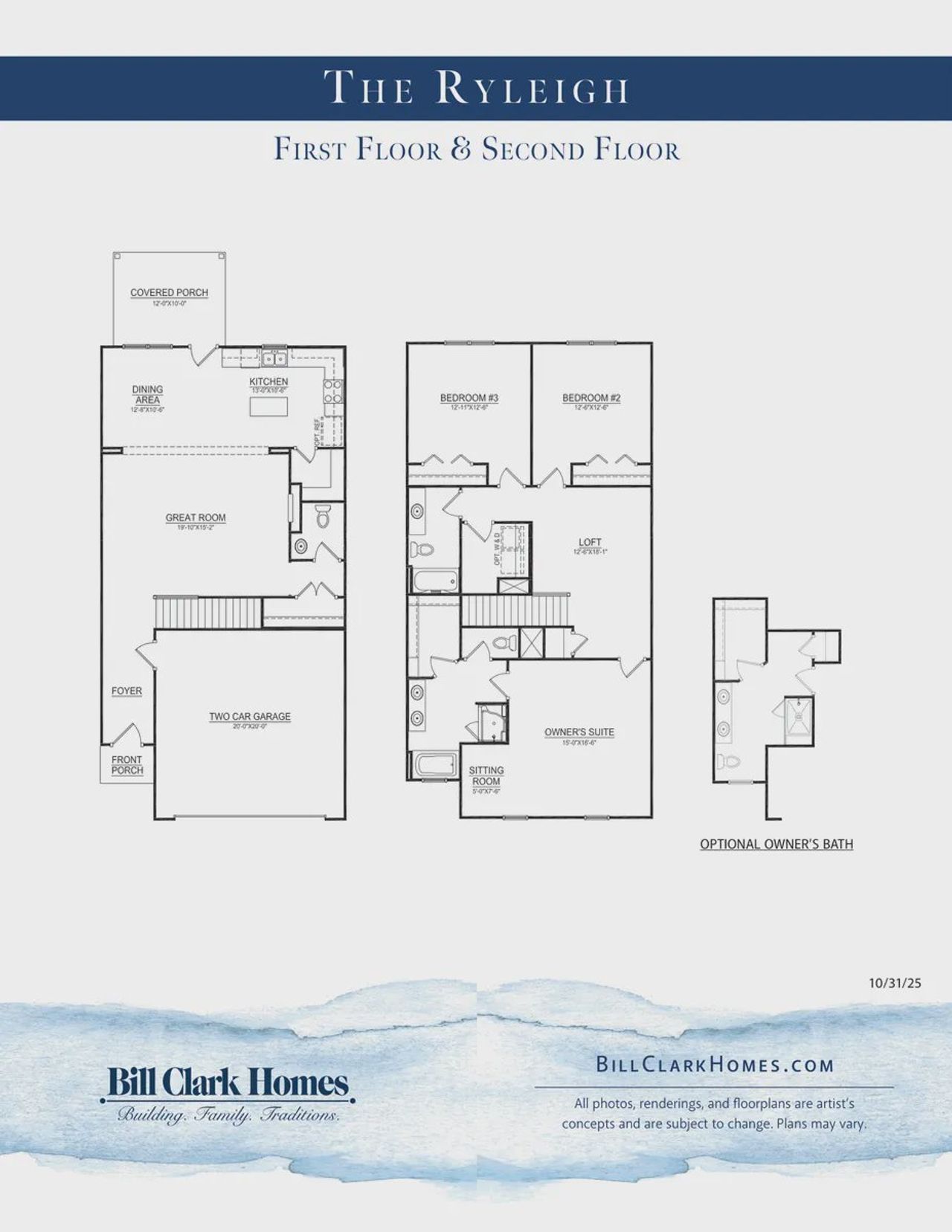 2D floor plan layout of this home in The Enclave, Greenville, NC (Image 2).