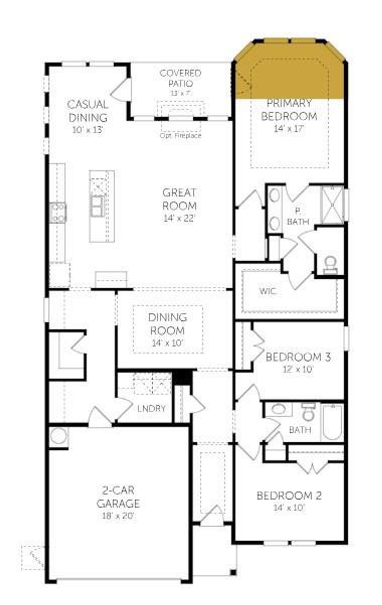 2D floor plan layout of this home in Cottages at Wingate, Wingate, NC (Image 2).