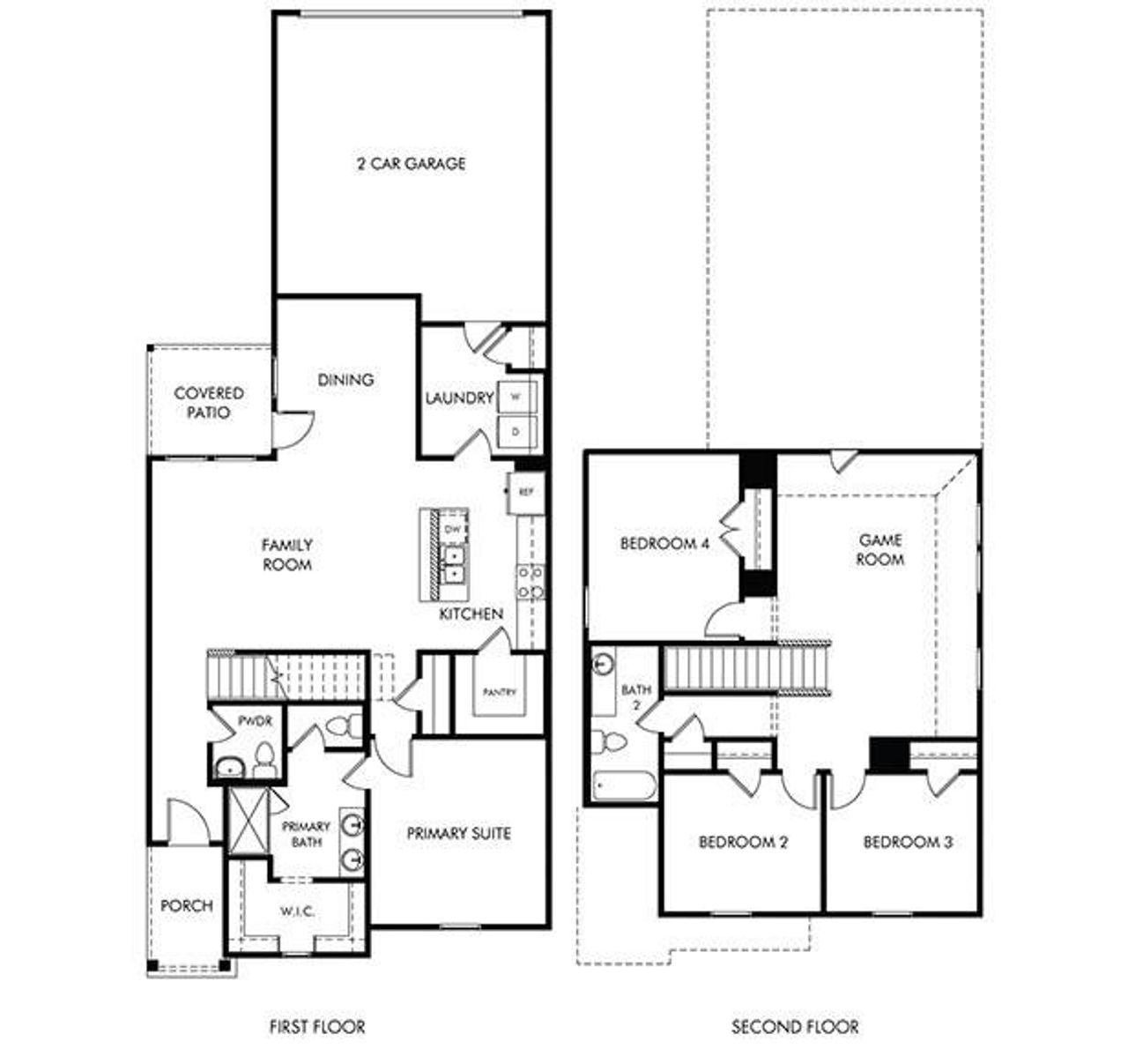 2D floor plan layout of this home in Cibolo Hills West - Spring Series, Fort Worth, TX (Image 2).