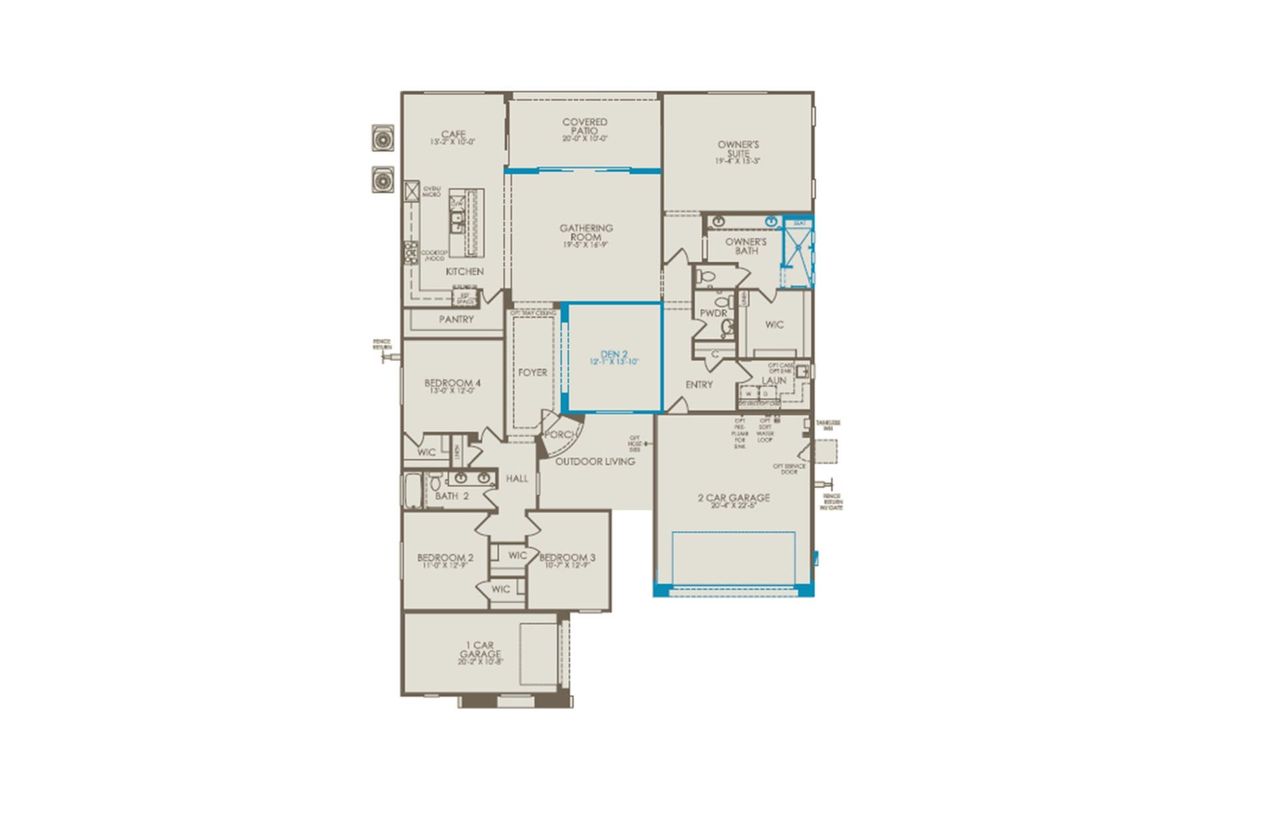 2D floor plan layout of this home in Vistoso Canyon Estates, Oro Valley, AZ (Image 2).