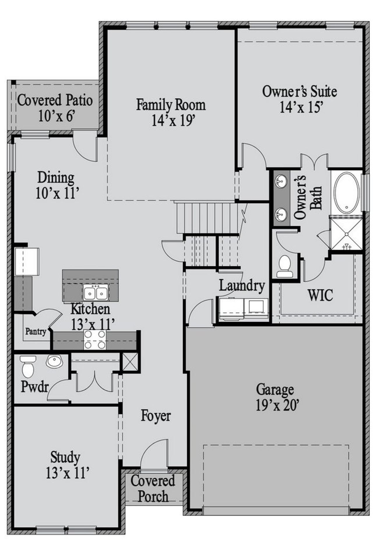 2D floor plan layout for the Salado by UnionMain Homes in Brookville Estates, Forney, TX (Image 2).
