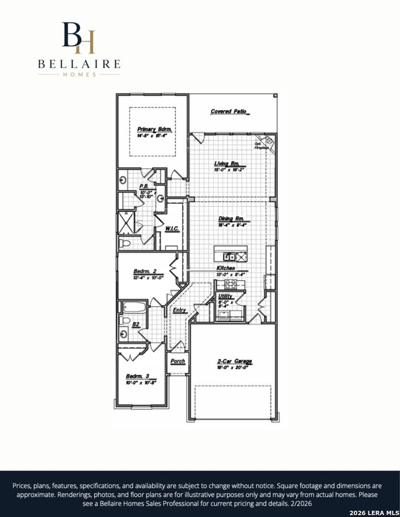 2D floor plan layout of this home in Morgan Meadows, San Antonio, TX (Image 2).