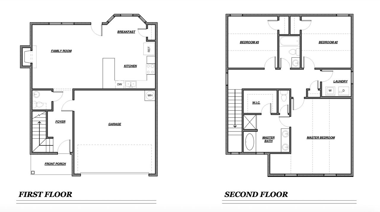 2D floor plan layout for the Springdale by Capshaw in Fox Crossing, Griffin, GA (Image 2).