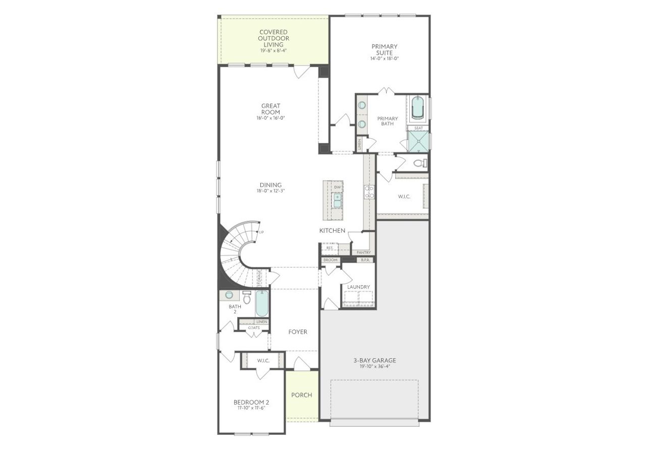2D floor plan layout for the Downy by Tri Pointe Homes in Clopton Farms, Montgomery, TX (Image 2).