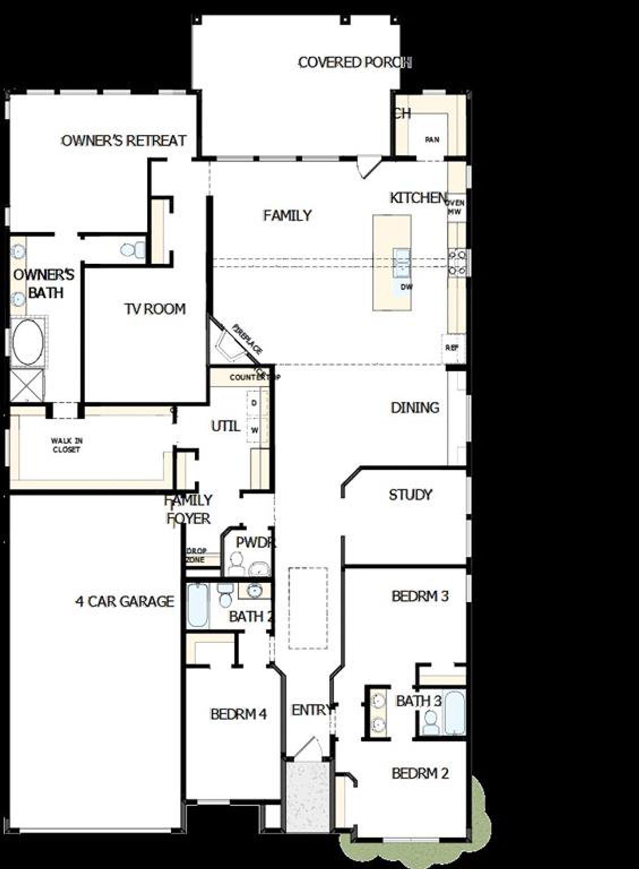 2D floor plan layout of this home in Pecan Square – Classics, Northlake, TX (Image 2). 2D floor plan layout of this home in Pecan Square – Classics, Northlake, TX (Image 2).
