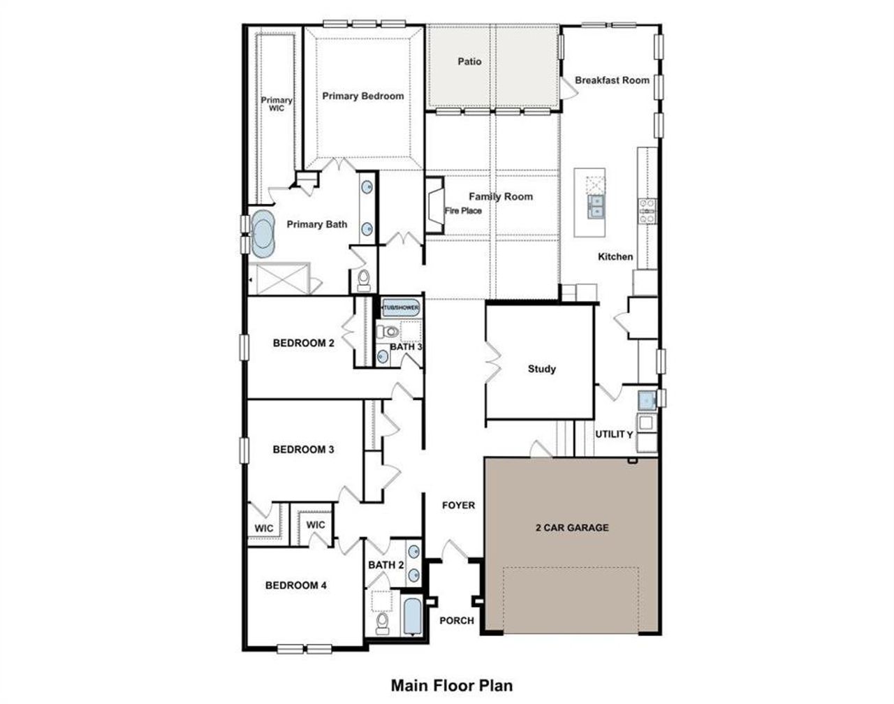 2D floor plan layout of this home in Polo Ridge, Mesquite, TX (Image 2).