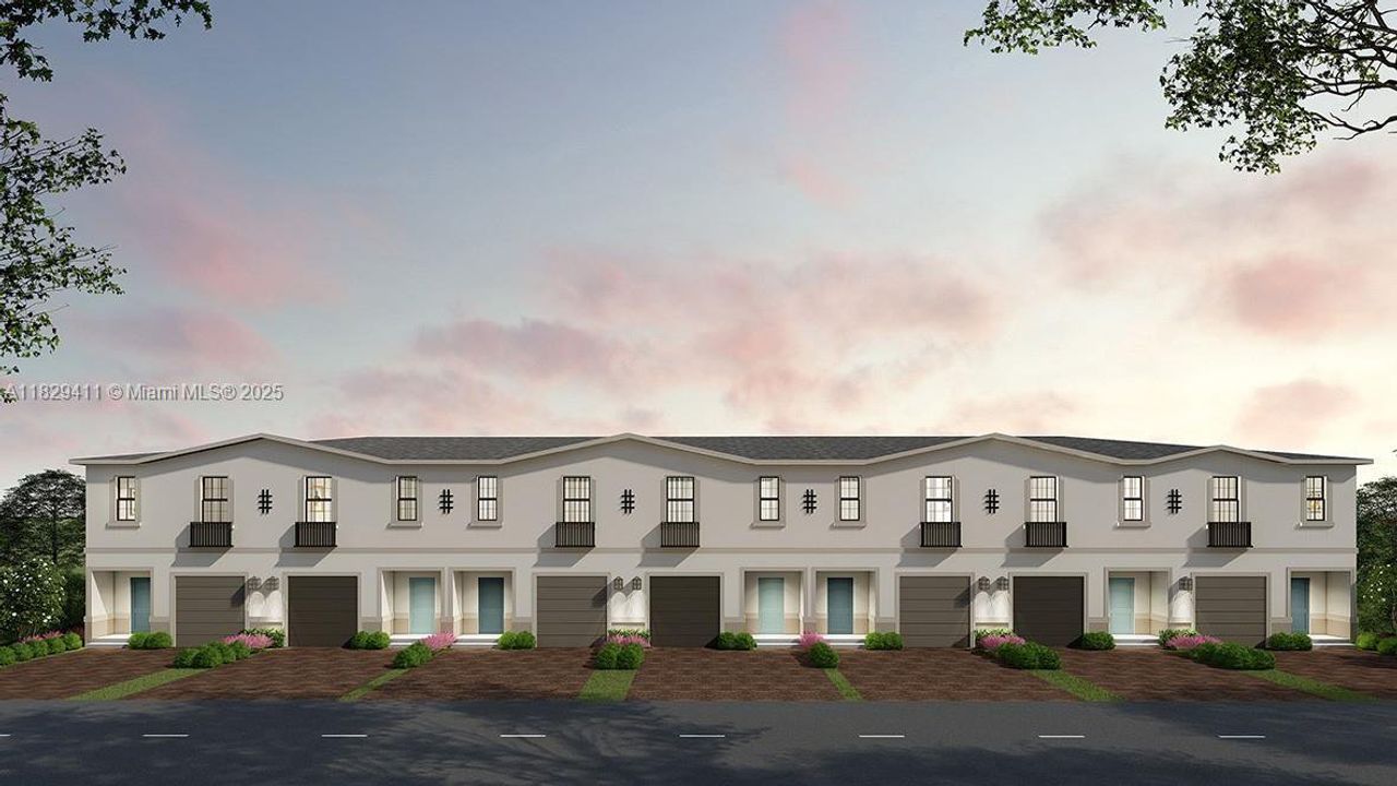 Front exterior of a new home in Hadley Place, Florida City, FL, highlighting curb appeal (Image 2).