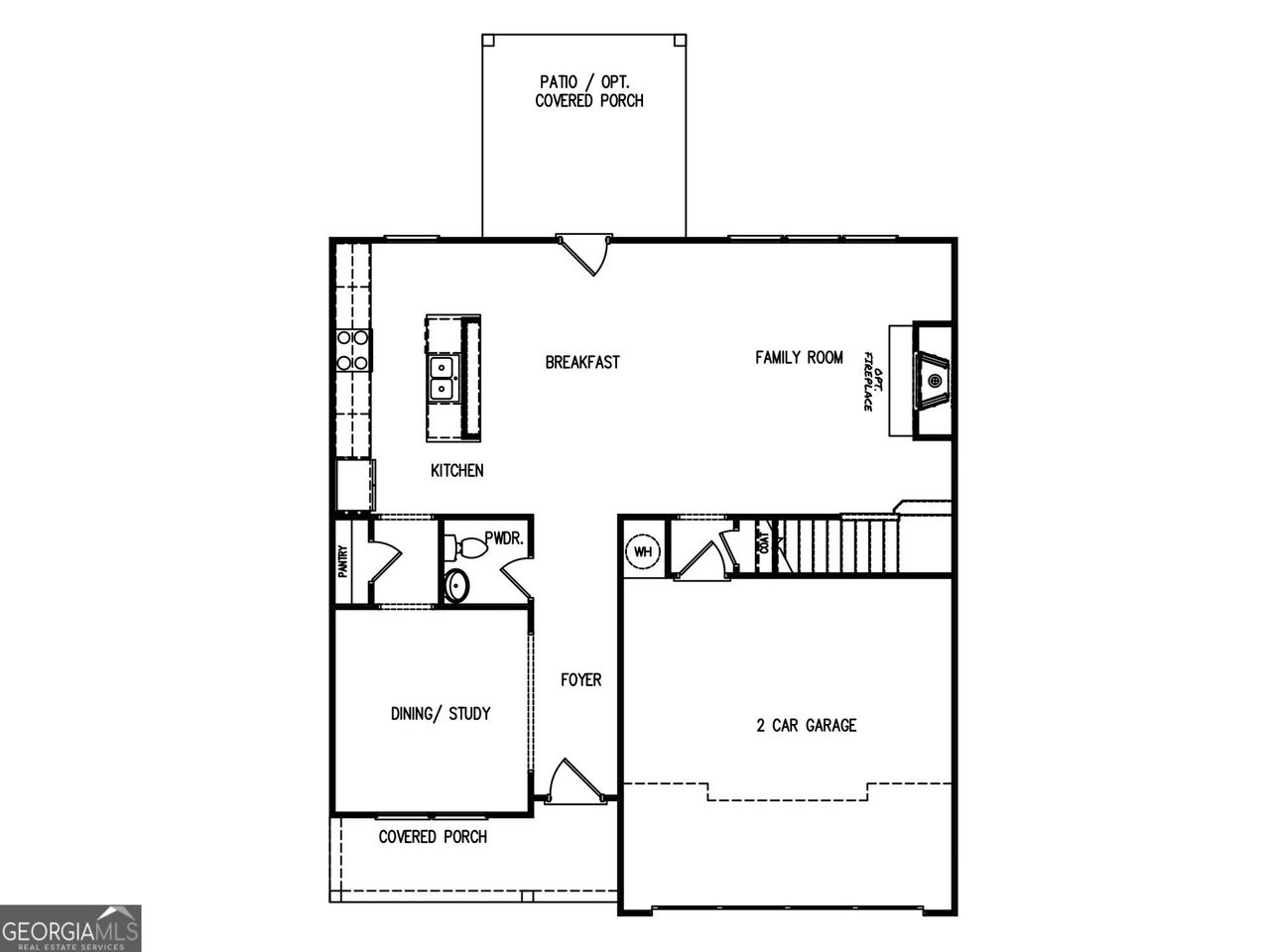 2D floor plan layout of this home in Ellington Farms, Statham, GA (Image 2).