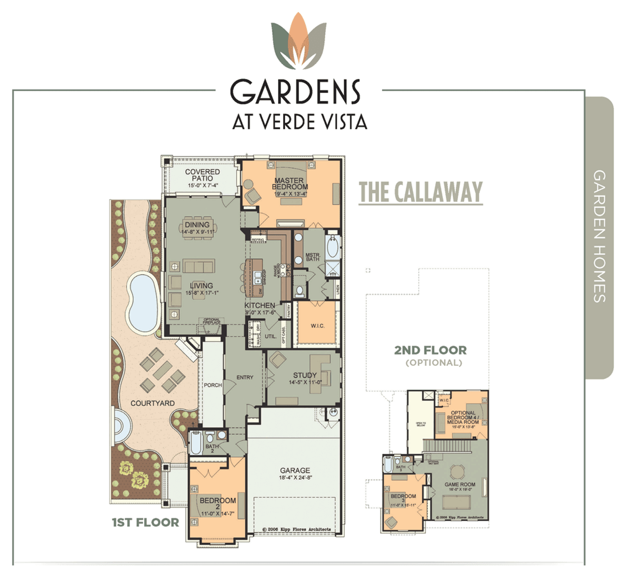 2D floor plan layout for the Callaway by Spicewood Communities in Gardens at Verde Vista, Georgetown, TX (Image 2).