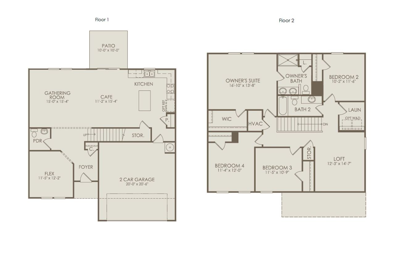 2D floor plan layout of this home in Highlands of Carter's Station, Columbia, TN (Image 2).