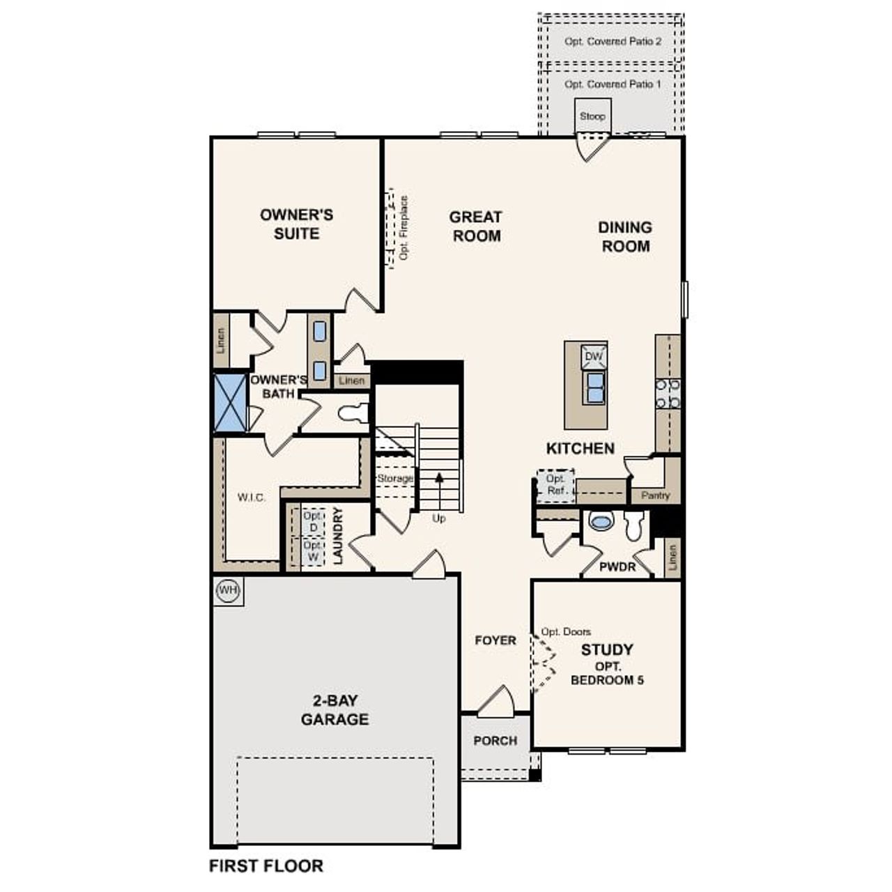 2D floor plan layout for the Grandby by Century Communities in Evelyn, Austin, TX (Image 2).