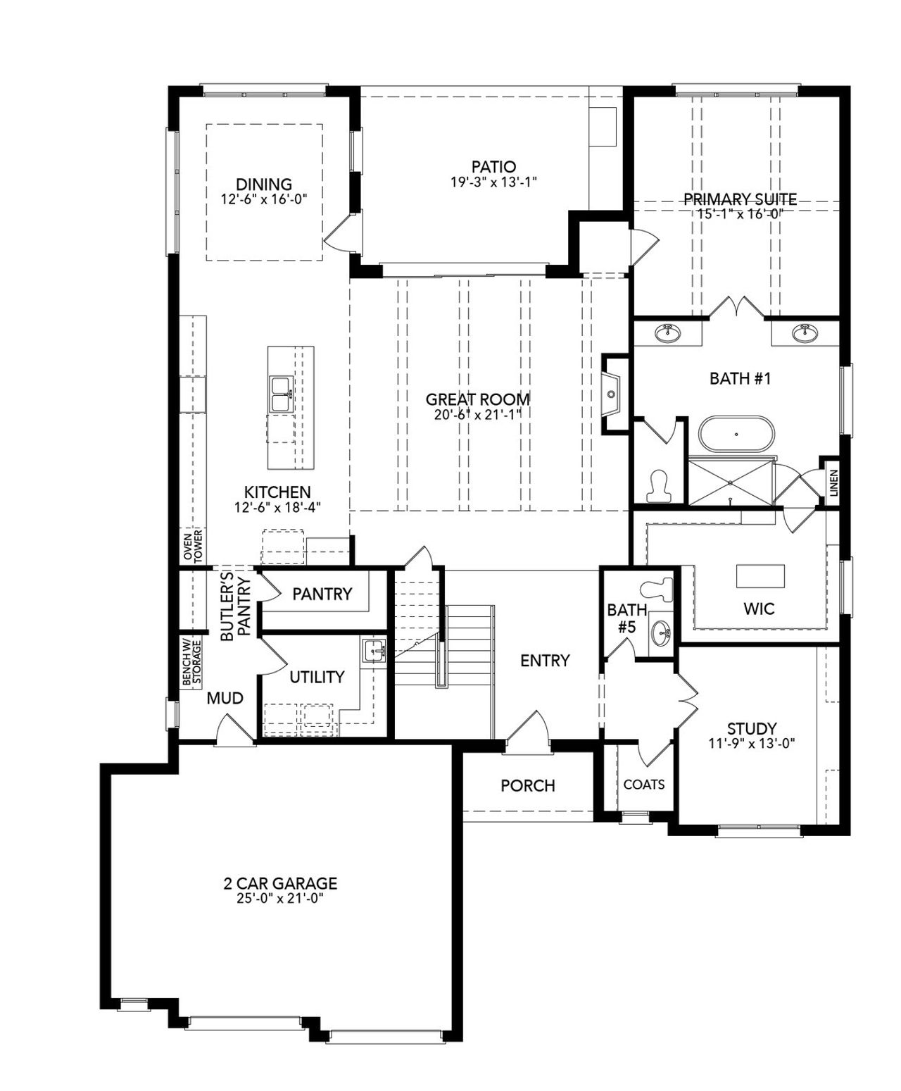 2D floor plan layout of this home in Rio Vista at Kelly Ranch, Aledo, TX (Image 2).