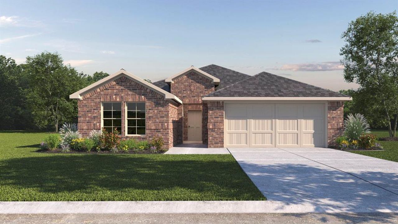 Front exterior of a new home in Liberty Crossing, Royse City, TX, highlighting curb appeal (Image 2).