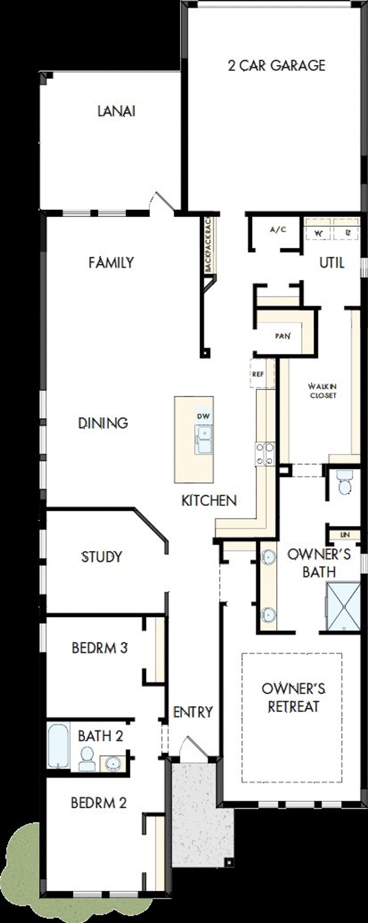 2D floor plan layout of this home in Vistera of Venice – Cottage Series, Nokomis, FL (Image 2).