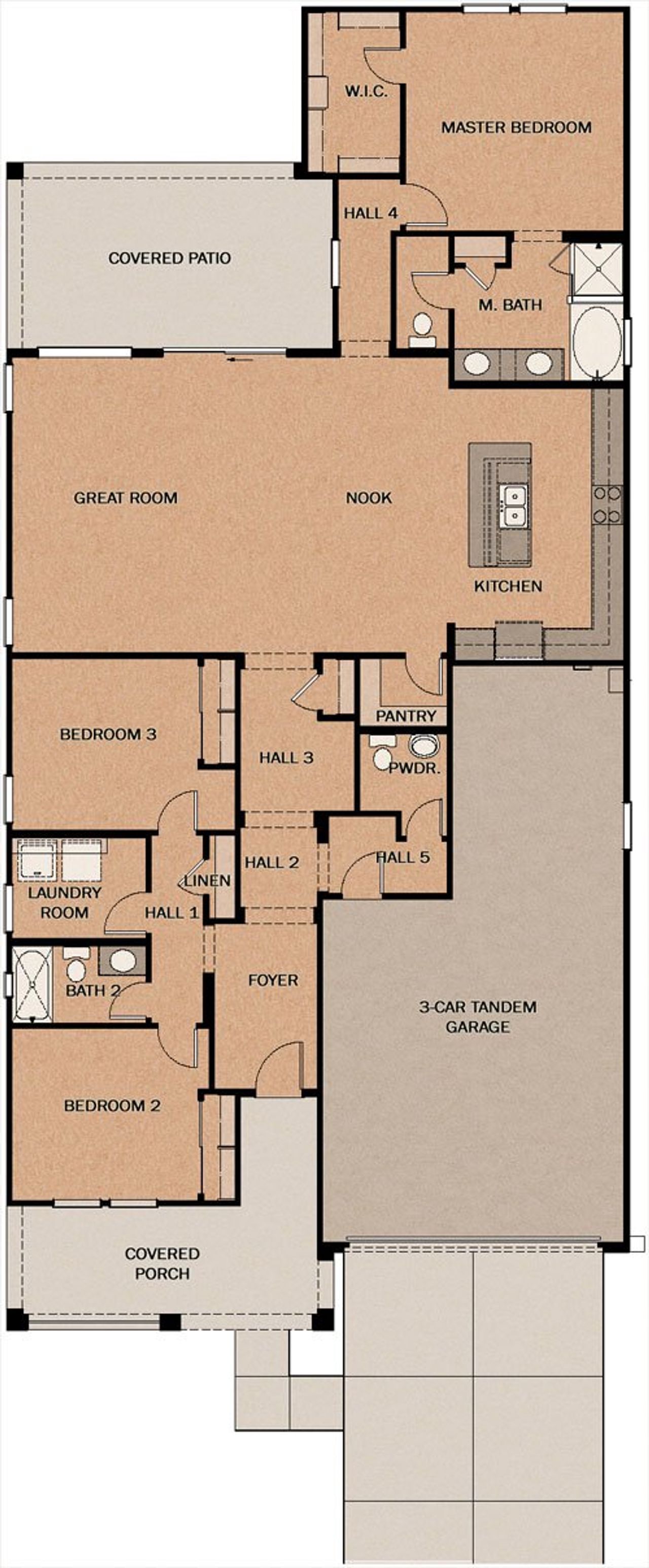 2D floor plan layout of this home in Silverado at Enclave, Litchfield Park, AZ (Image 2).