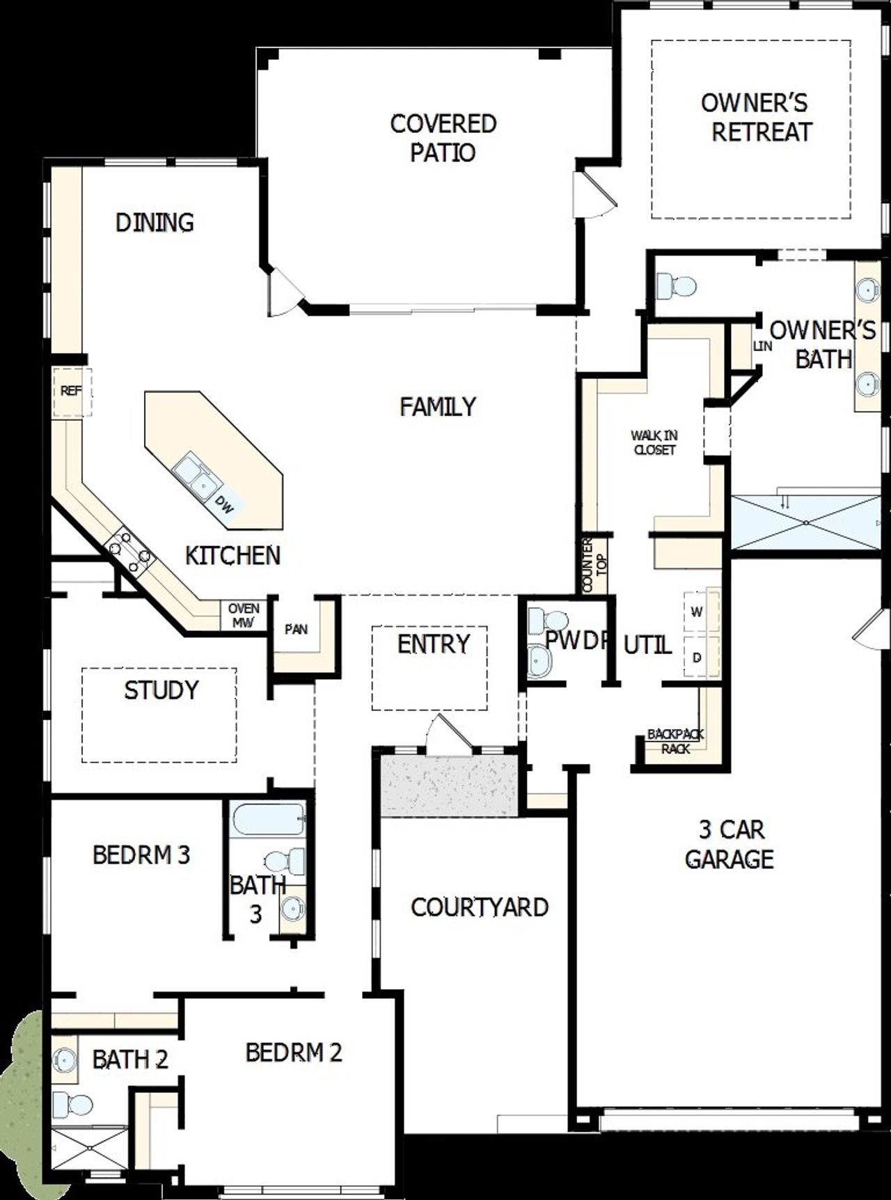 2D floor plan layout of this home in The Ridge at Victory, Buckeye, AZ (Image 2).