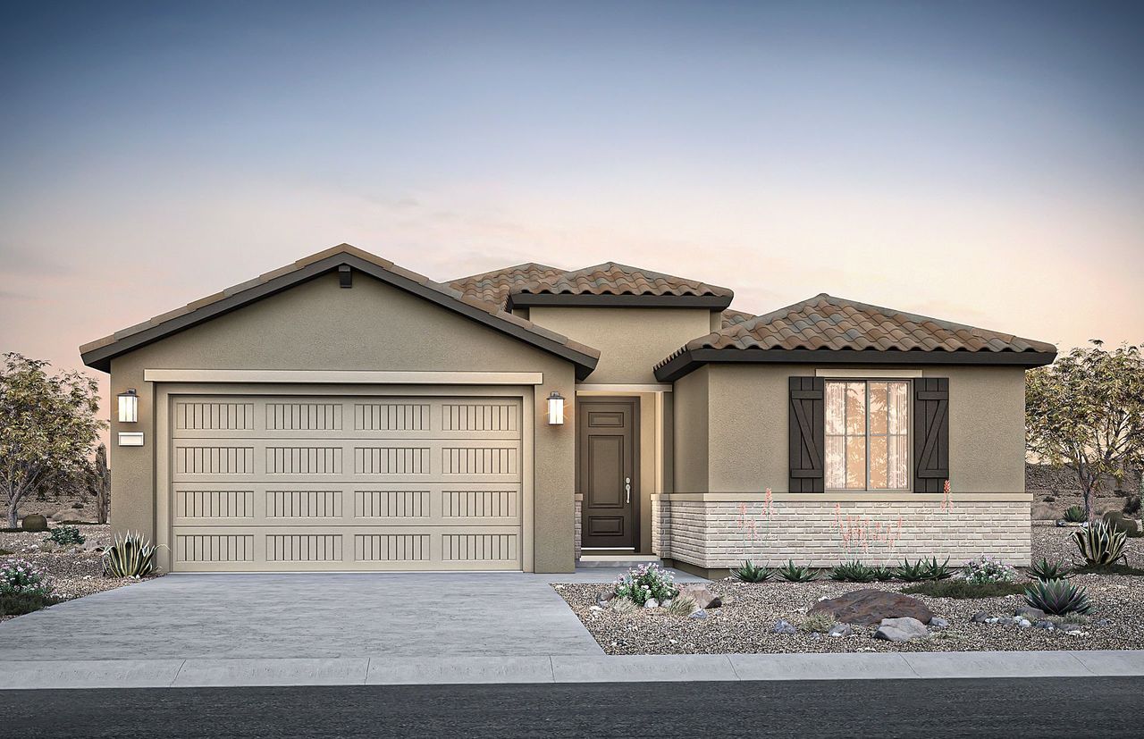 Front exterior of a new home in Alamar, Avondale, AZ, highlighting curb appeal (Image 2).