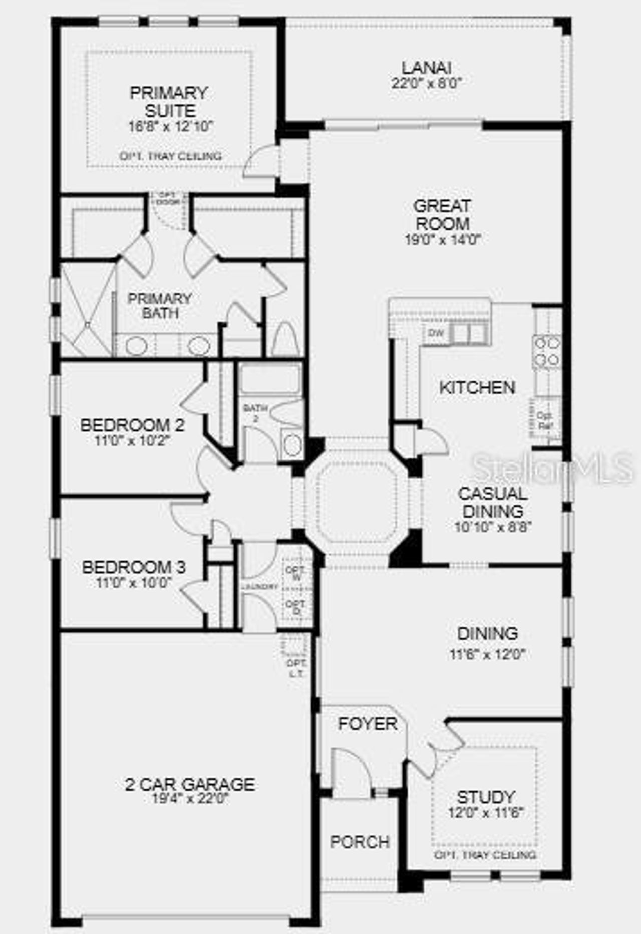 2D floor plan layout of this home in Colbert Landings, Palm Coast, FL (Image 2).