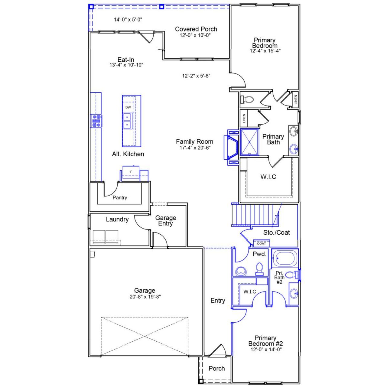 2D floor plan layout of this home in Grand Park, Leland, NC (Image 2).