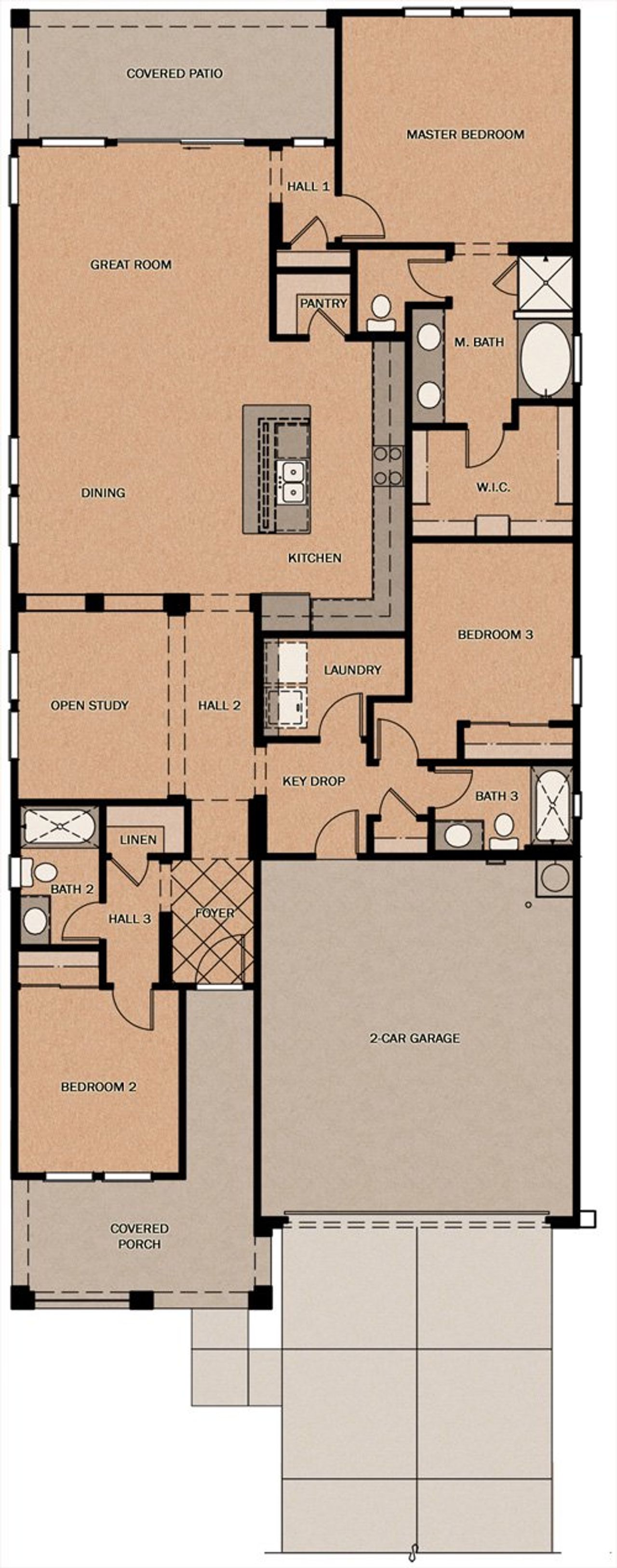 2D floor plan layout of this home in Calistoga at Promenade, San Tan Valley, AZ (Image 2).