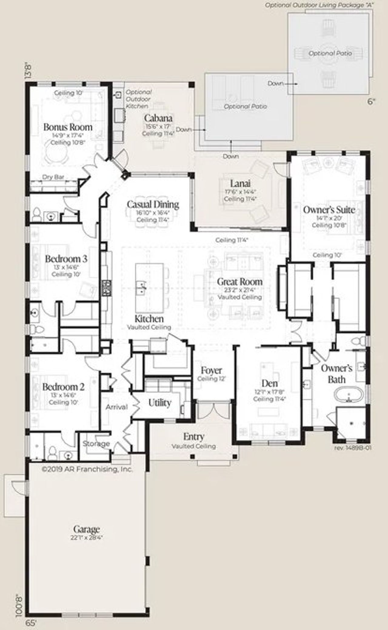 2D floor plan layout for the Shearwater by AR HOMES in Kingston, Newberry, FL (Image 2).