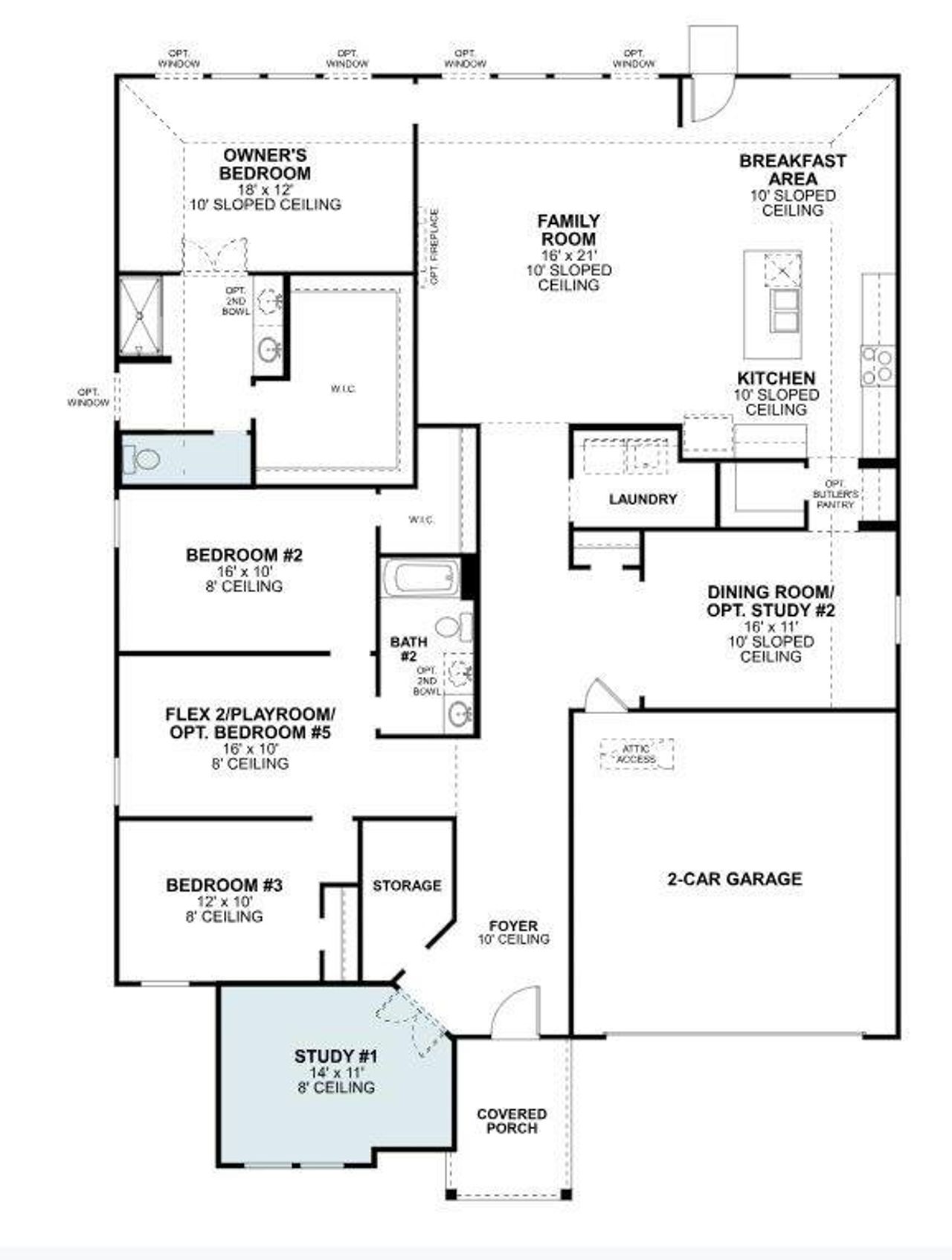 2D floor plan layout of this home in Kings Way, Denton, TX (Image 2).