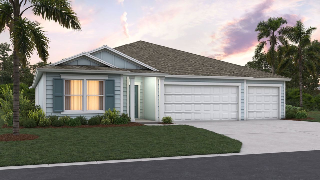 Representative exterior photo of a completed home built from the COVINGTON by D.R. Horton in Sawmill Branch Express, Palm Coast, FL (Image 2).