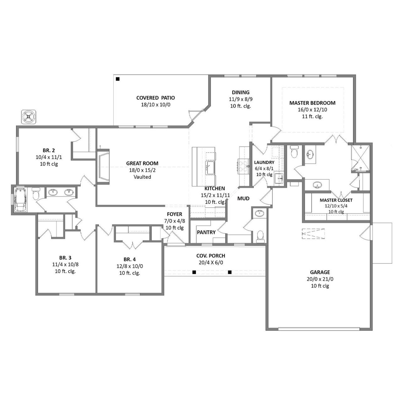 2D floor plan layout for the Eleanor by Cope Homes in Capitol Hill, Anna, TX (Image 2).