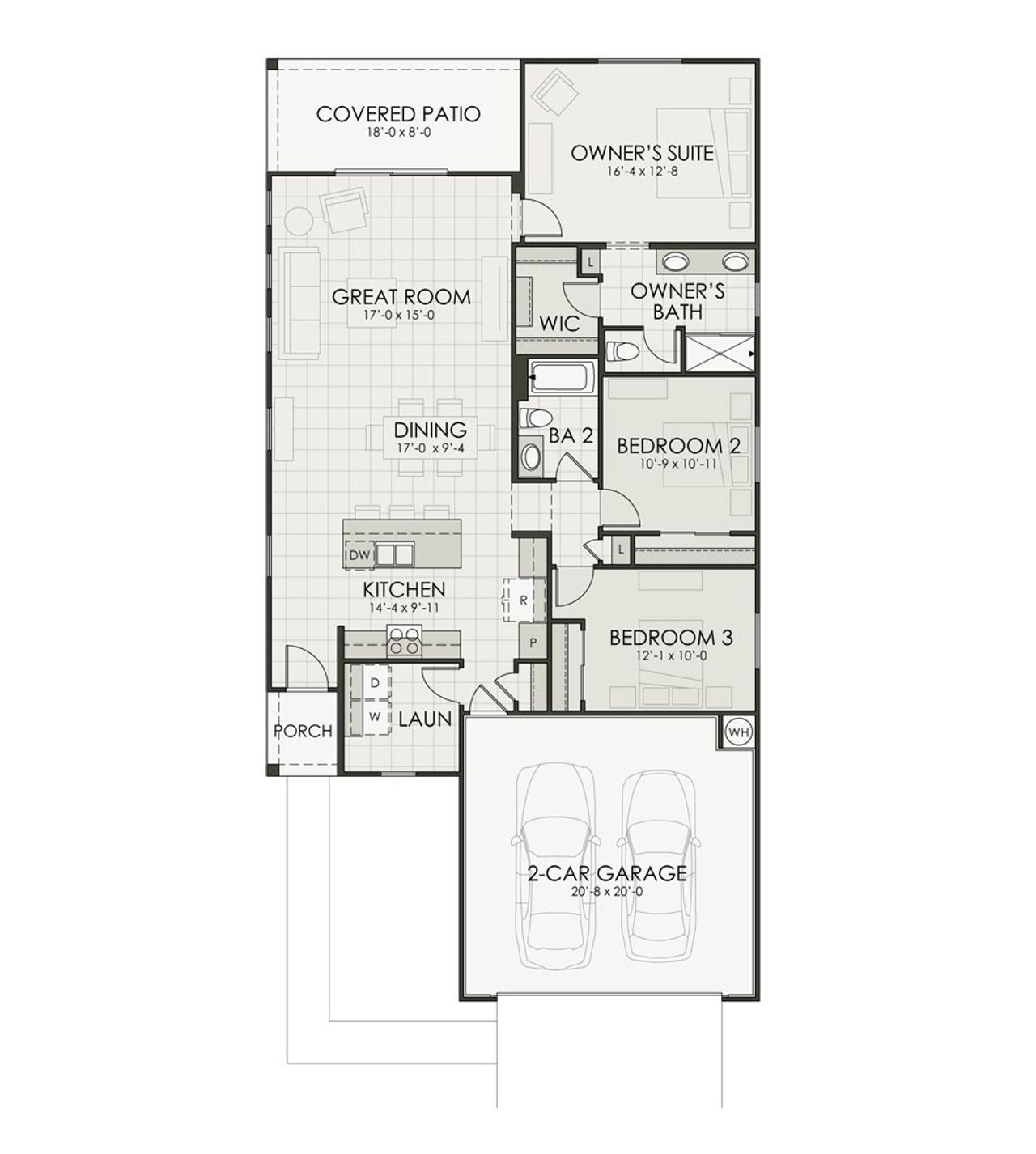 2D floor plan layout of this home in Ryder Ranch, Surprise, AZ (Image 2).