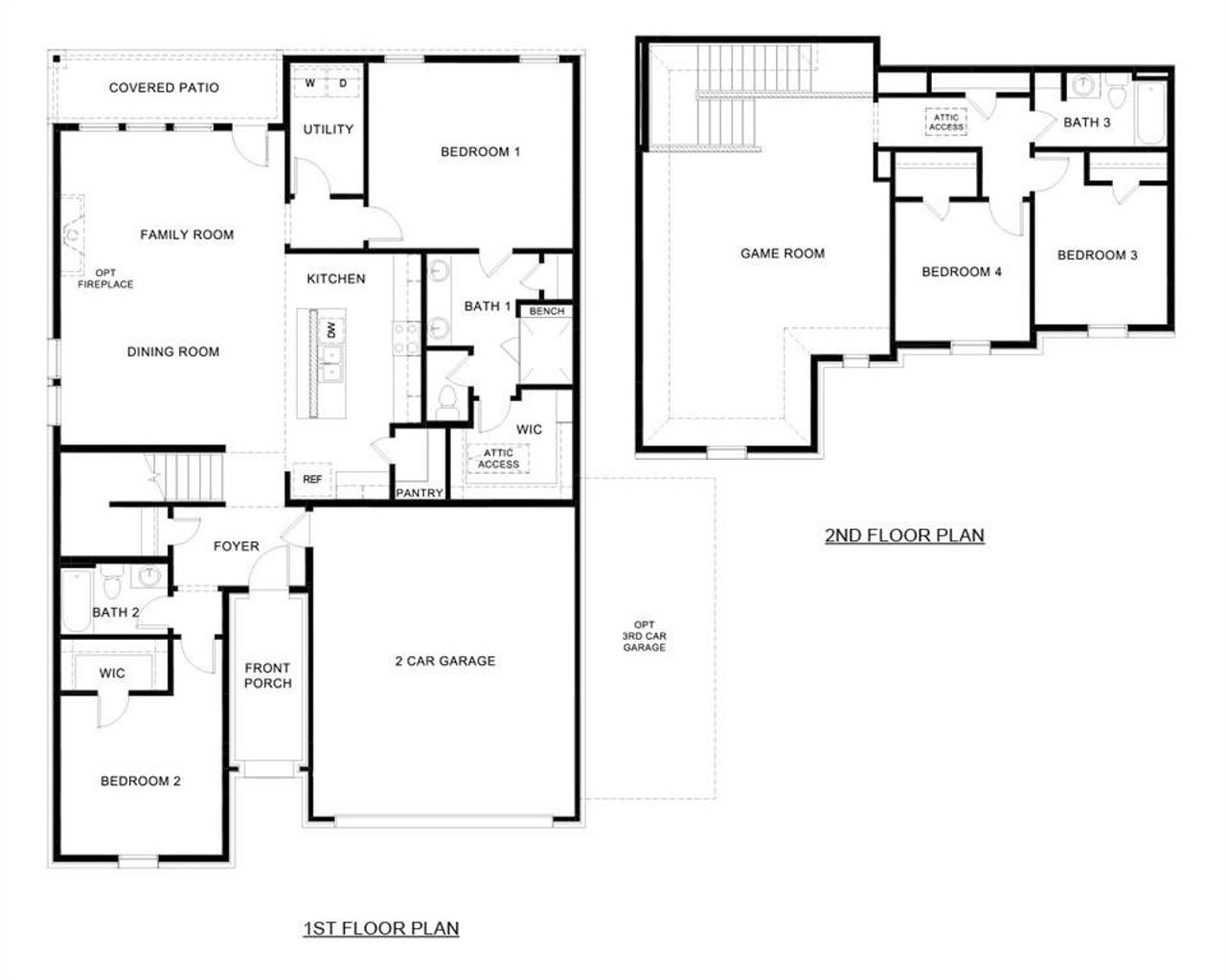 2D floor plan layout of this home in Fireside by the Lake, Garland, TX (Image 2).