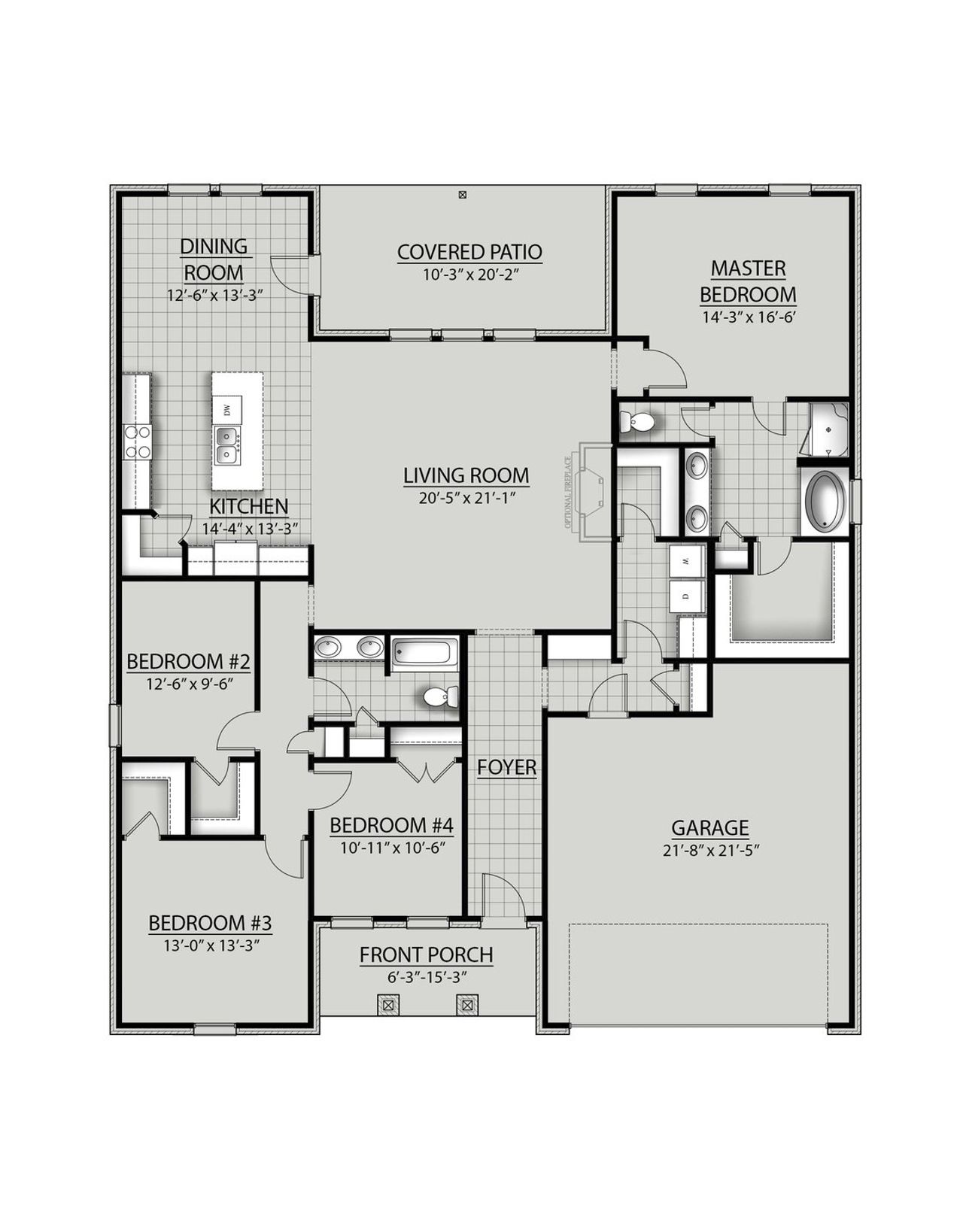 2D floor plan layout for the Covenant III B by DSLD Homes in Longleaf, Lumberton, TX (Image 2).