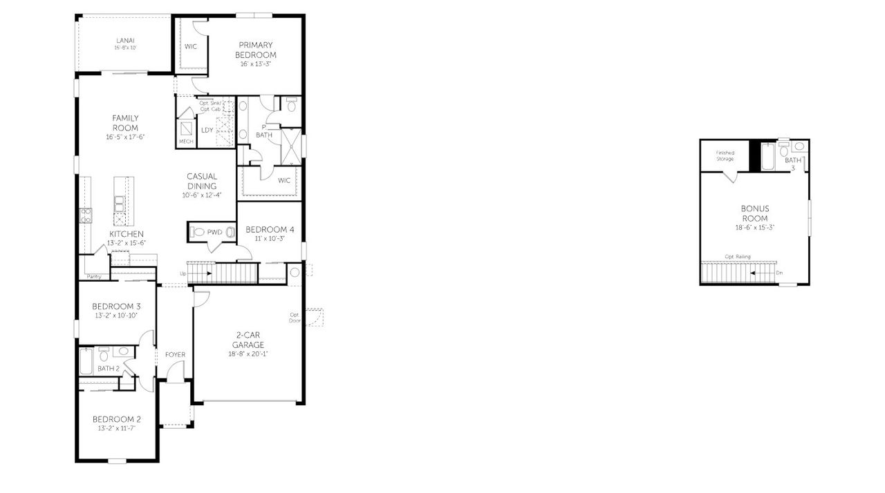 2D floor plan layout for the Ravenna II - 18269 by Dream Finders Homes in River Hall, Alva, FL (Image 2).