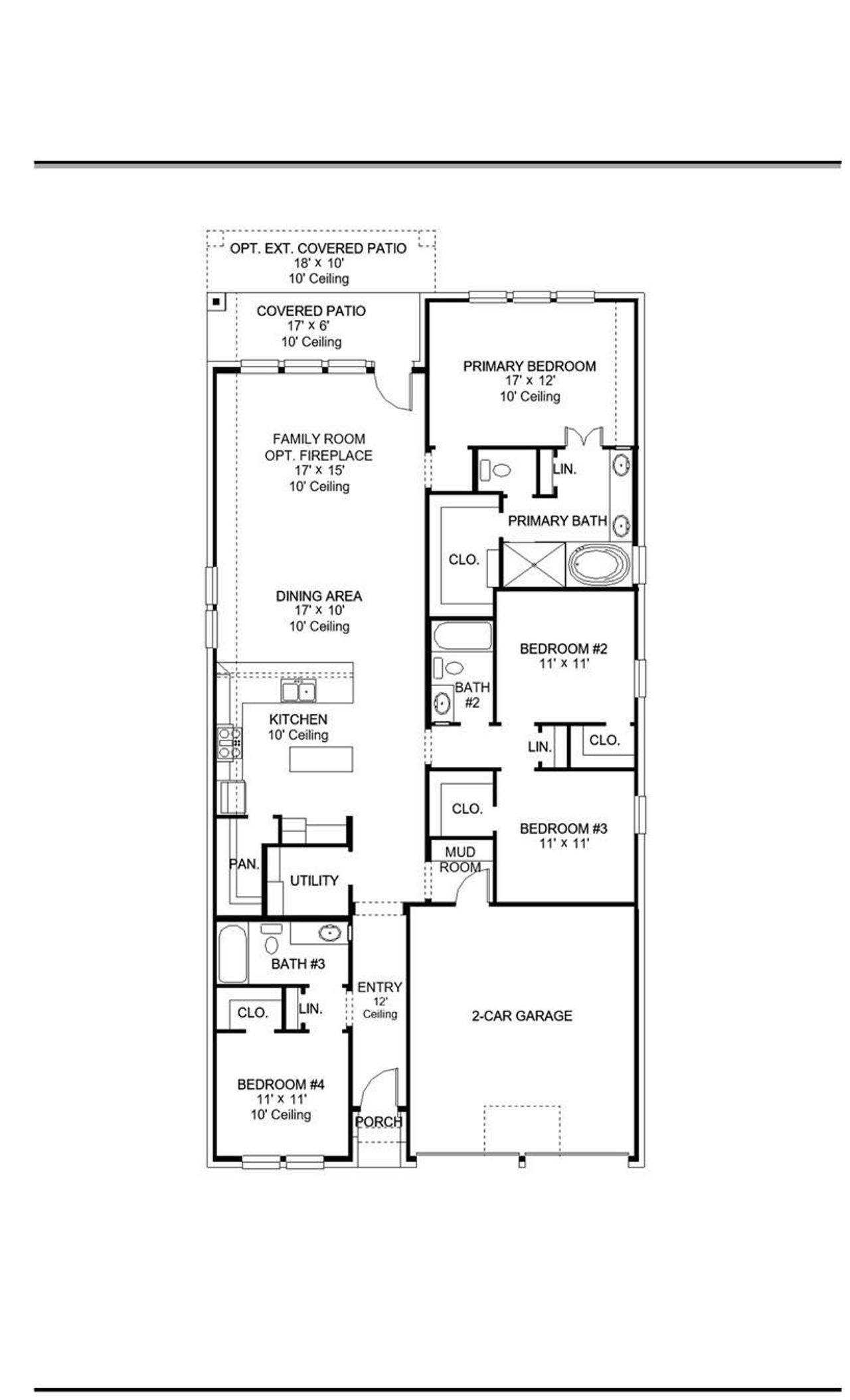 2D floor plan layout of this home in Cross Creek West 45', Fulshear, TX (Image 2).