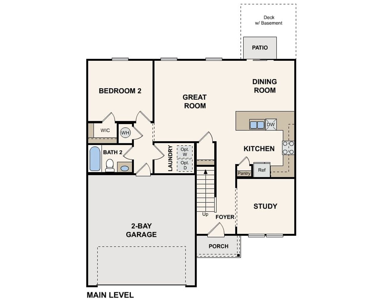 2D floor plan layout of this home in Arrowhead By The Lake, Lizella, GA (Image 2).