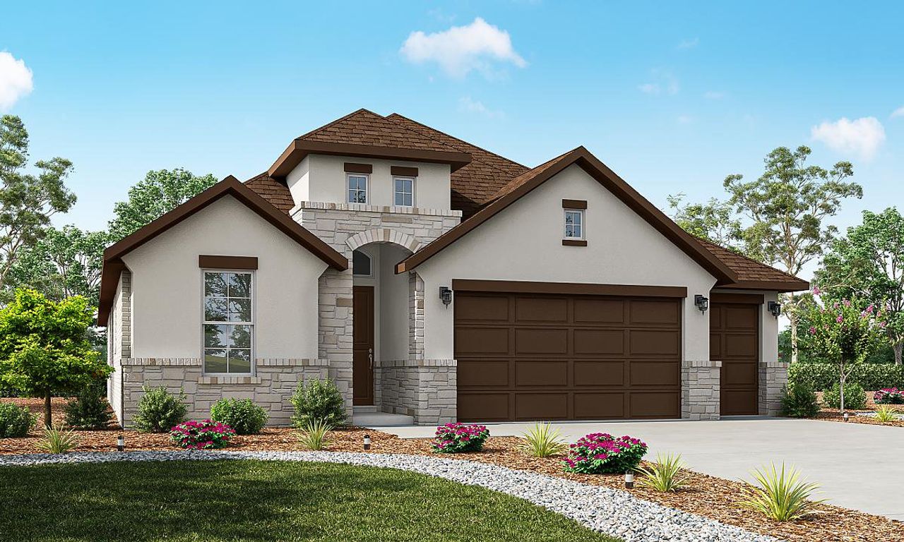 Representative exterior photo of a completed home built from the Lantana II by Caldwell Homes in The Highlands, Porter, TX (Image 2).