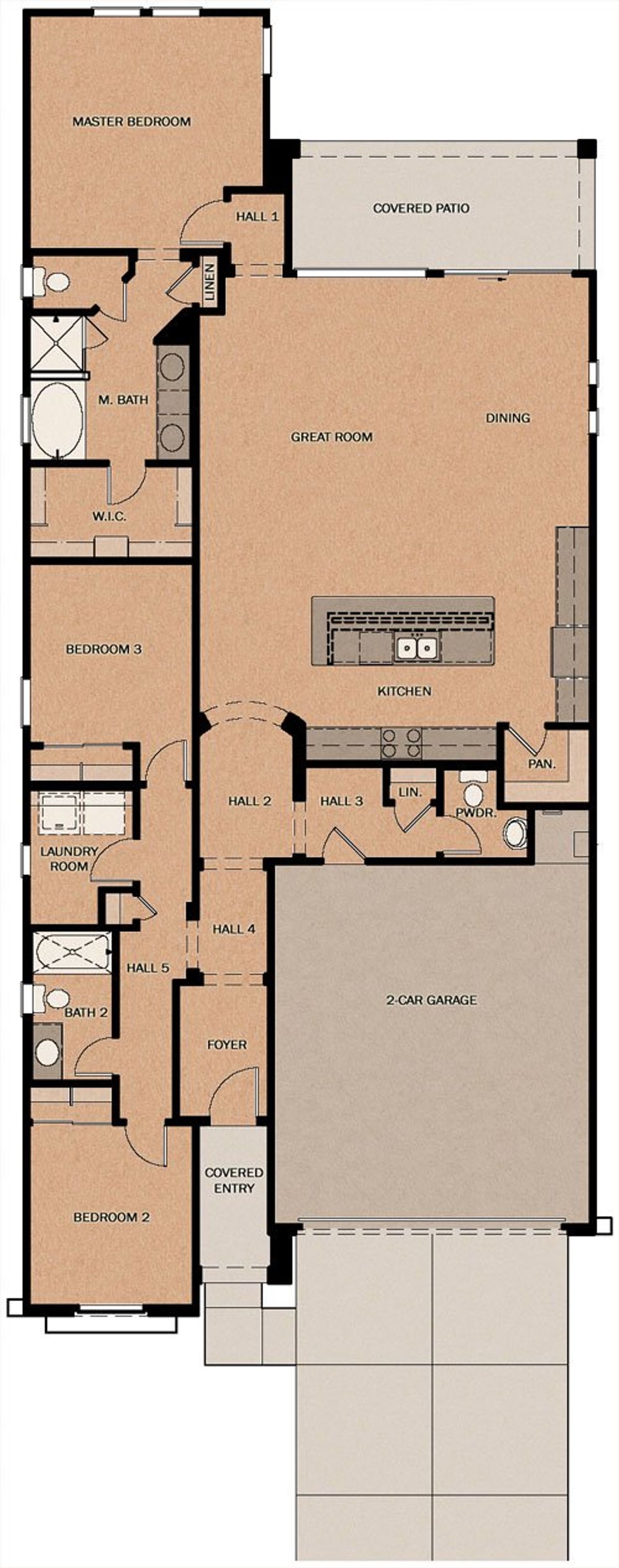 2D floor plan layout of this home in Calistoga at Enclave, Litchfield Park, AZ (Image 2).