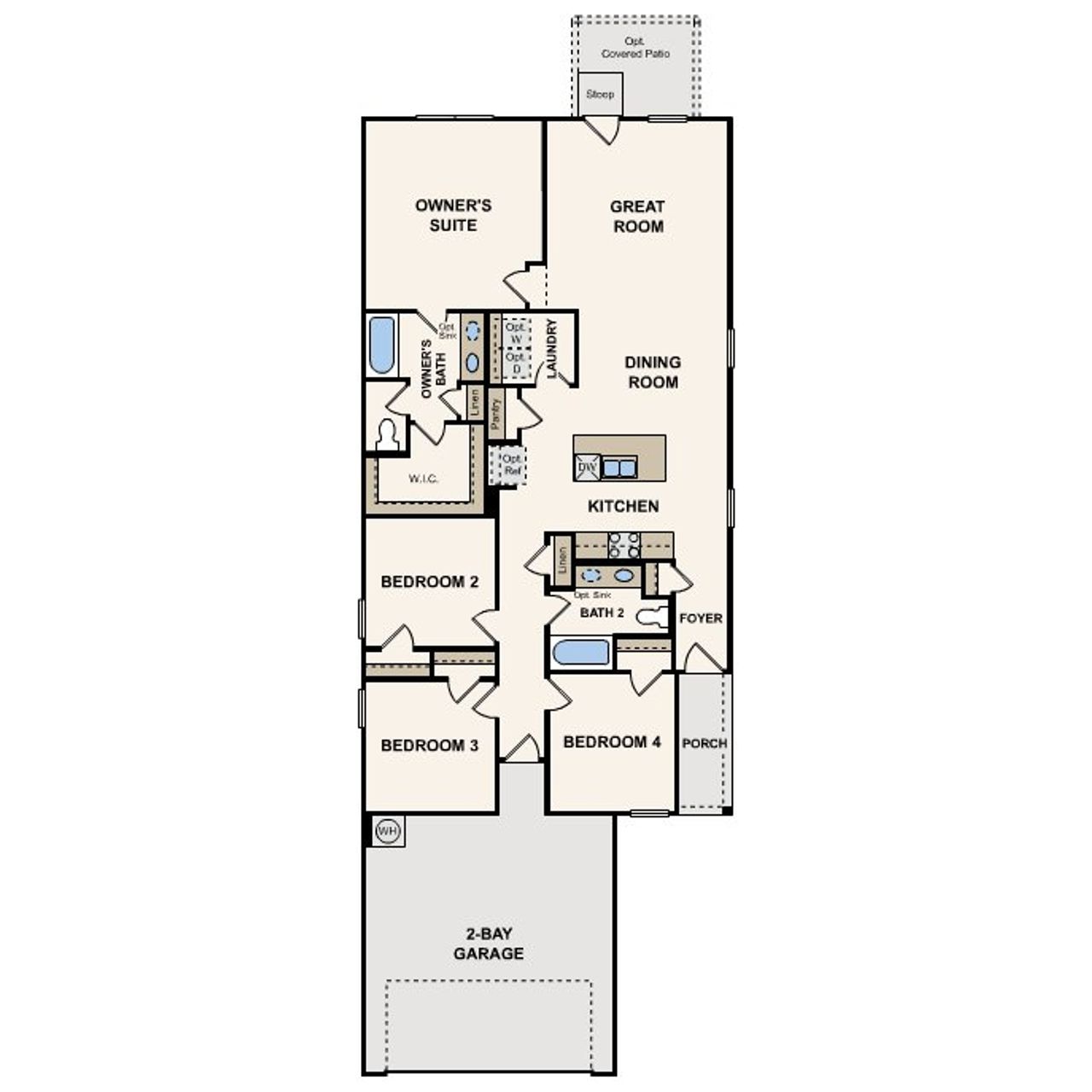 2D floor plan layout for the Fresno by Century Communities in Jennings Place, Austin, TX (Image 2). 2D floor plan layout for the Fresno by Century Communities in Jennings Place, Austin, TX (Image 2).