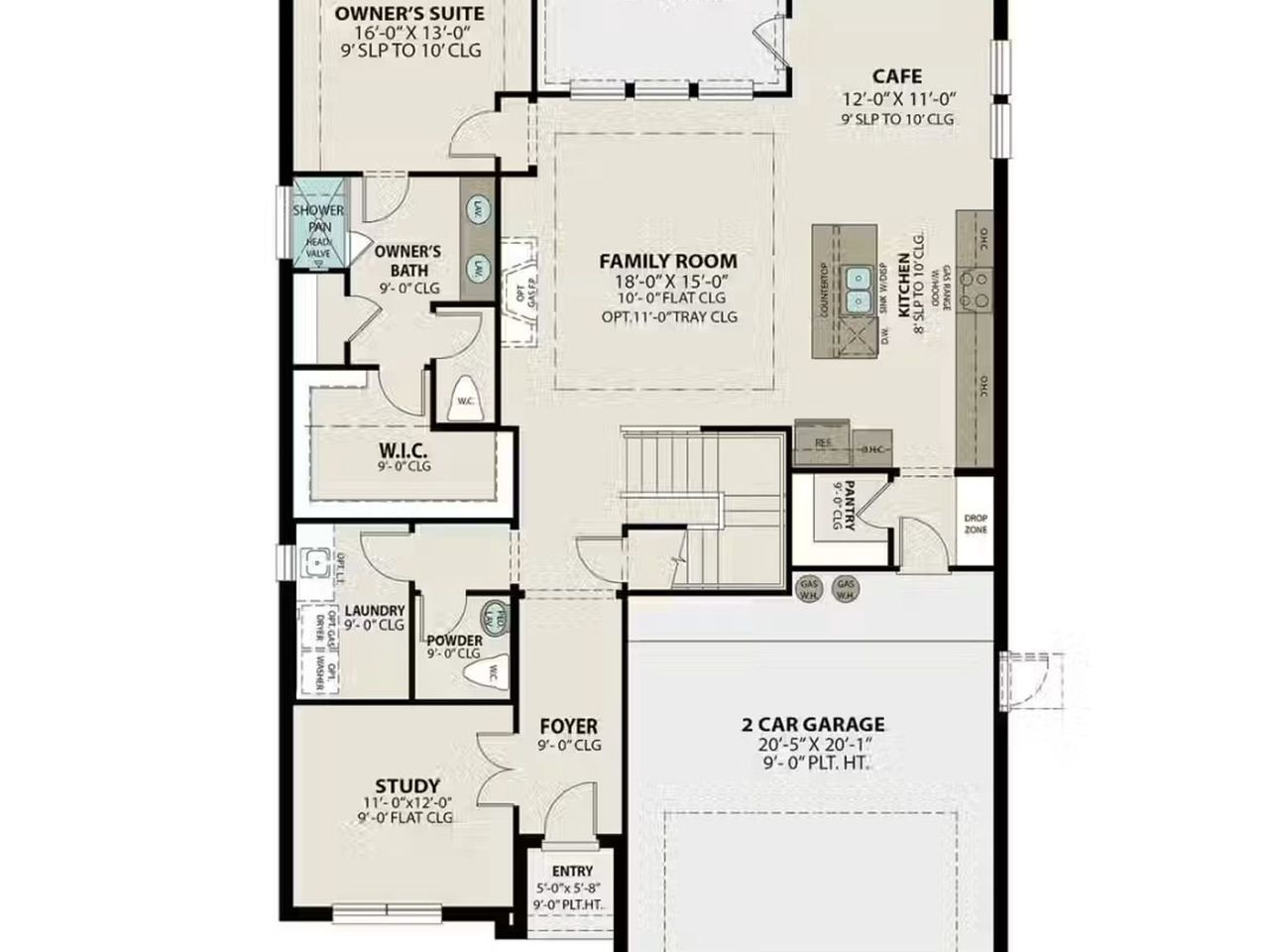 2D floor plan layout of this home in Comanche Ridge, San Antonio, TX (Image 2).