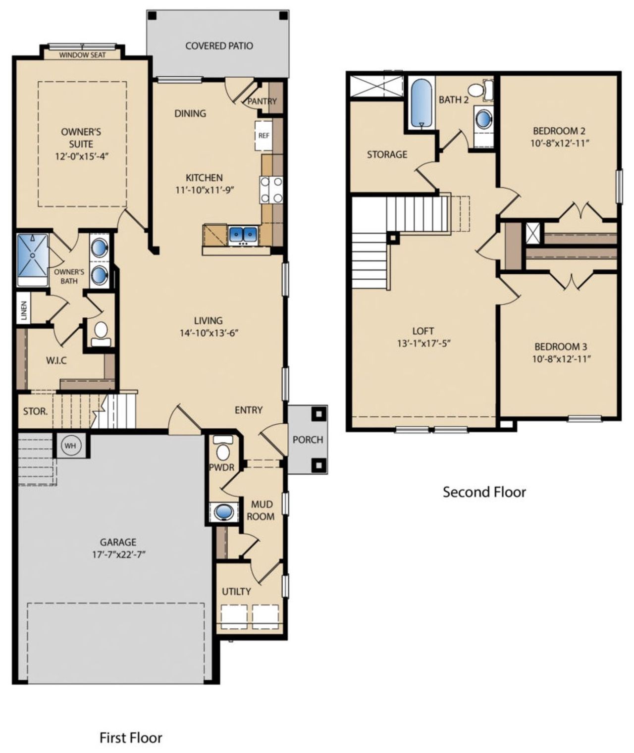 2D floor plan layout of this home in Center 45, Round Rock, TX (Image 2).