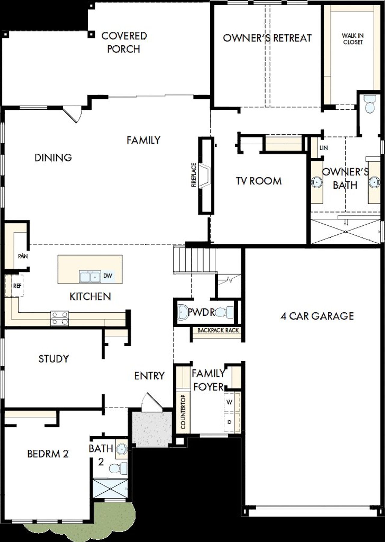 2D floor plan layout of this home in COLTON 65' Homesites, Todd Mission, TX (Image 2).