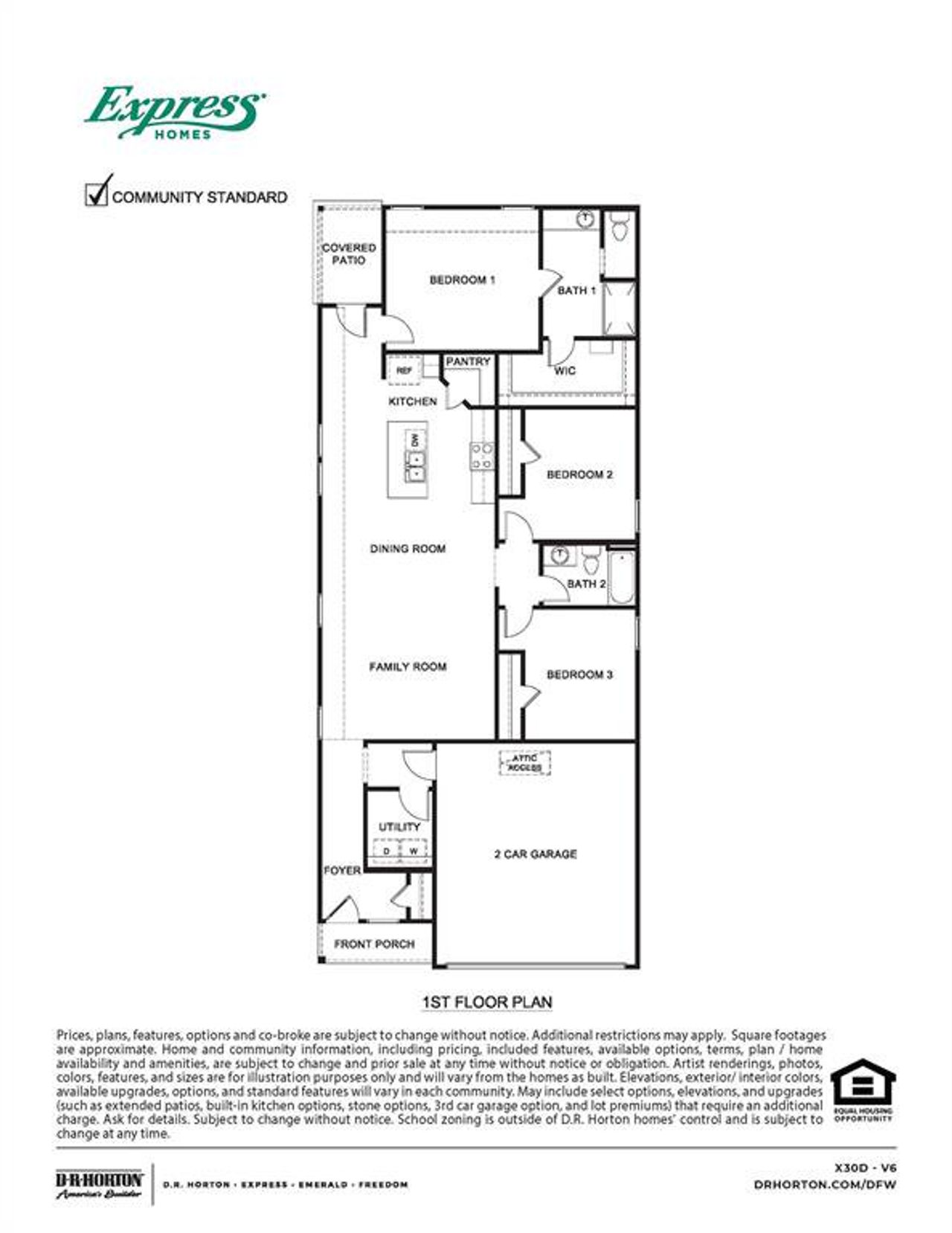 2D floor plan layout of this home in Cartwright Ranch, Crandall, TX (Image 2).
