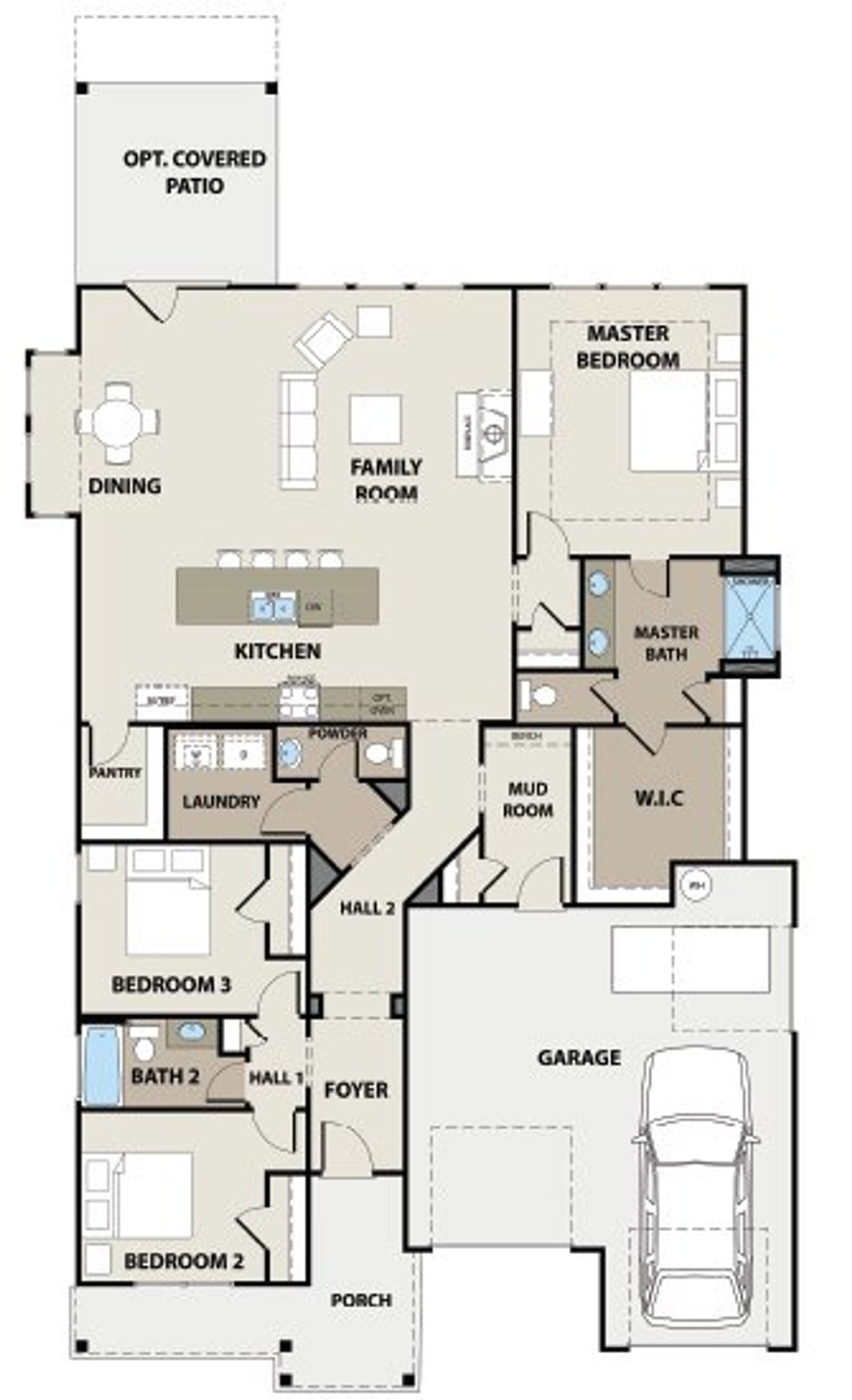 2D floor plan layout for the Franklin Tandem by Peachtree Building Group in Chimney Oaks Overlook, Homer, GA (Image 2).