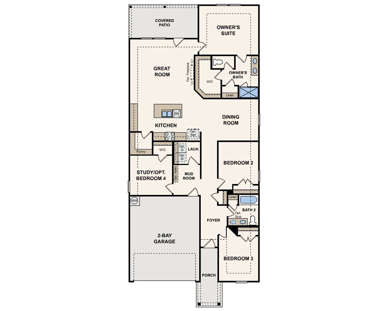 2D floor plan layout of this home in Ambergrove, Royse City, TX (Image 2).