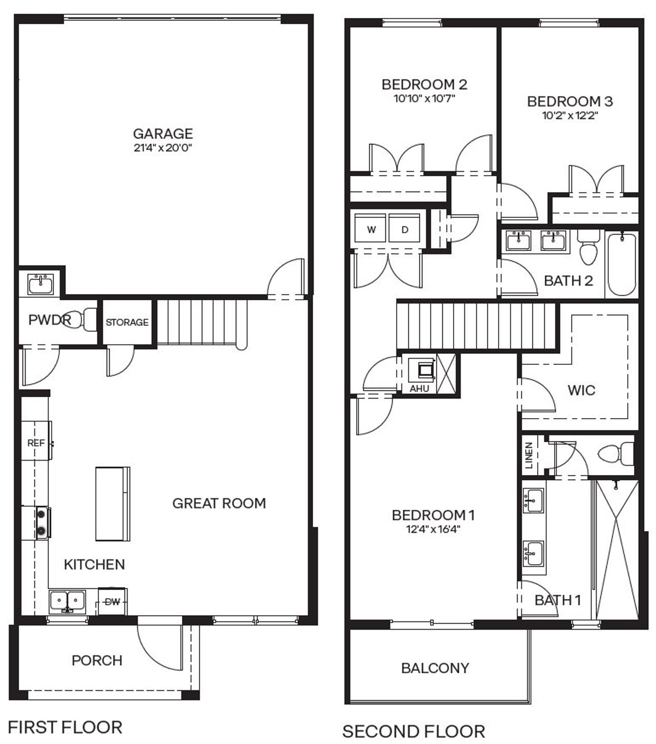 2D floor plan layout for the Angler by D.R. Horton in Sailfish Cay, Stuart, FL (Image 2).