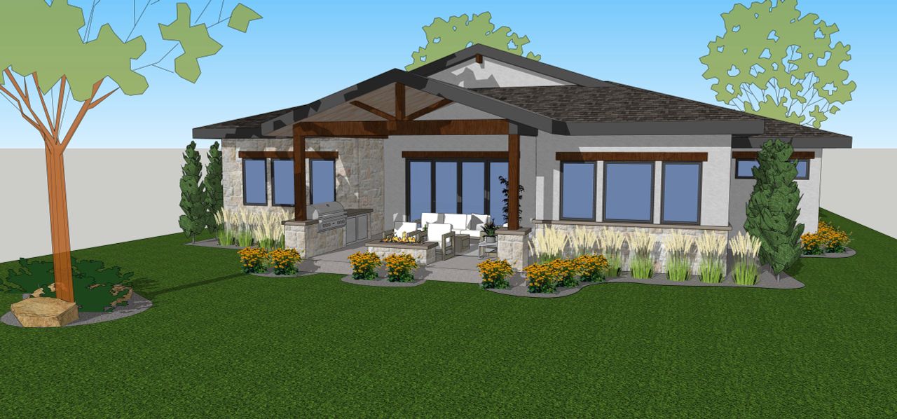 Exterior rendering of this home design in Heron Lakes TPC Colorado, Berthoud, CO (Image 2).