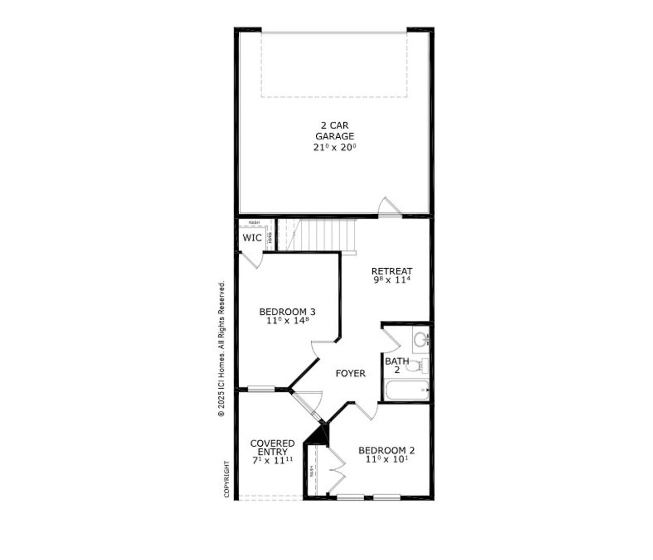 2D floor plan layout for the Gulf - G - Townhome Series by ICI Homes in West End at Town Center, Ponte Vedra, FL (Image 2). 2D floor plan layout for the Gulf - G - Townhome Series by ICI Homes in West End at Town Center, Ponte Vedra, FL (Image 2).
