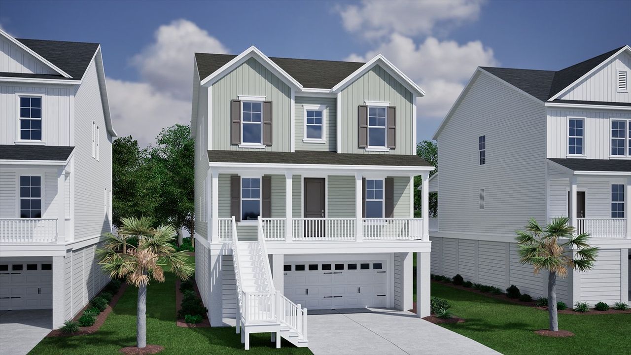 Representative exterior photo of a completed home built from the Folly - Coastal Collection by Mungo Homes in Long Savanna, Charleston, SC (Image 2).